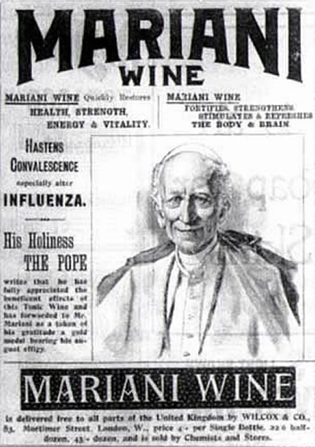 Pope promoting wine with cocaine