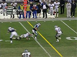 he 1st and Ten line displays the yard line needed for a first down during an ESPN Sunday Night Football broadcast.